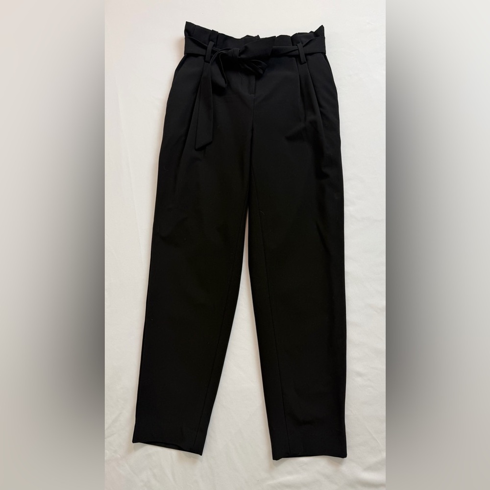 LOFT Black Paperbag Waist Trousers Work Office Chic High Rise